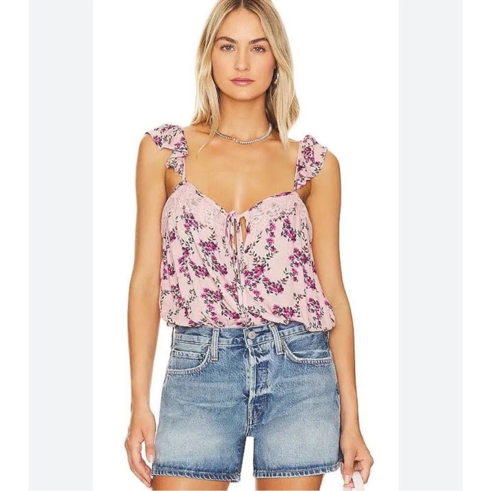 Free People Take It Away Thong Bodysuit in Pink Rose size small NWT